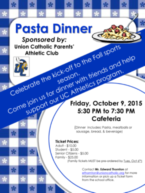 Cease and desist letter example - Pasta Dinner - Union Catholic Regional High School