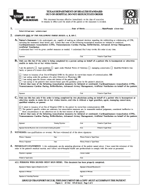 In hospital dnr form texas - Out-of-Hospital DNR form - St Joseph - st-joseph