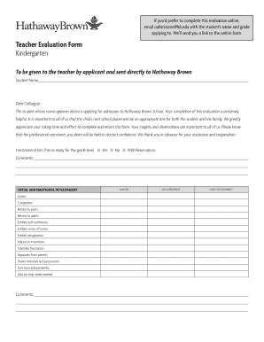 teacher evaluation form