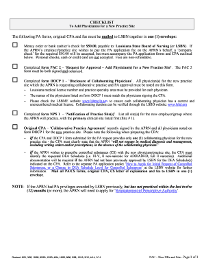 Louisiana APRN Prescriptive Authority Change Form