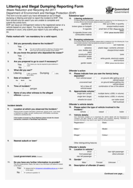 Littering and Illegal Dumping Reporting Form