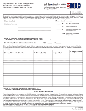 Supplemental Data Sheet for Application to Employ Workers with Disabilities