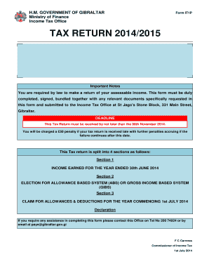 income tax form gibraltar Fillable Online GOVERNMENT OF GIBRALTAR Ministry of Finance Income
