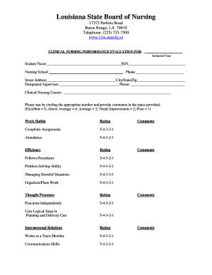 Louisiana Clinical Nursing Performance Evaluation