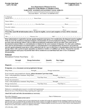 Iowa Medicaid Narcotic Agonist-Antagonist Nasal Spray Prior Authorization Form