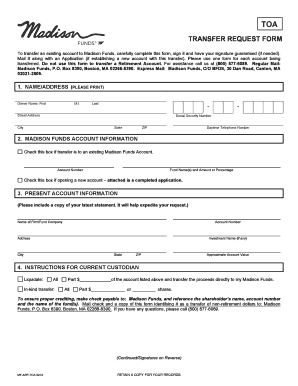 Madison Funds Transfer Request Form