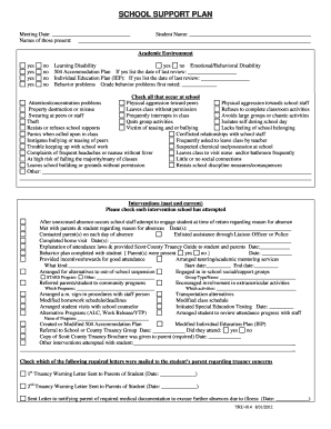 School Support Plan