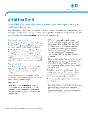 Blue Cross Blue Shield Weight Loss Benefit Form