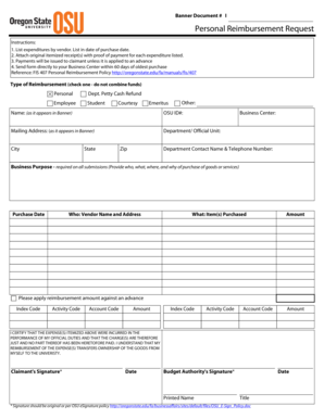 Personal Reimbursement Request Form
