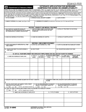 Veteran's Application for Increased Compensation Based on Unemployability