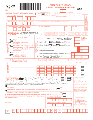 New Jersey Income Tax Resident Return