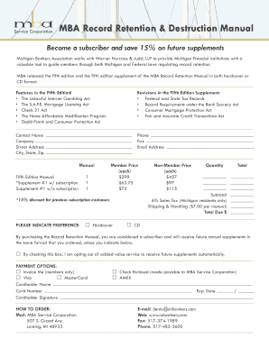 MBA Record Retention & Destruction Manual - Michigan Bankers ...