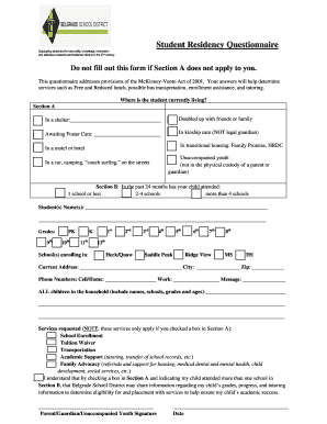 Student Residency Questionnaire
