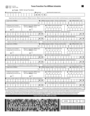 Texas Franchise Tax Affiliate Schedule