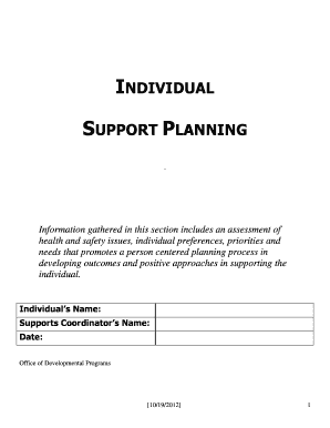 Individual Support Planning Form