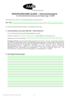 ÄNDERUNGSMELDUNG - Altersteilzeitgeld