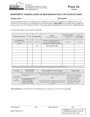 Dependent Verification of Household Size and Food Stamps