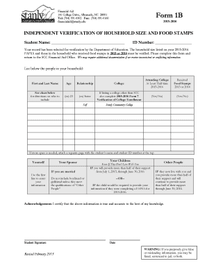 Independent Verification of Household Size and Food Stamps Form