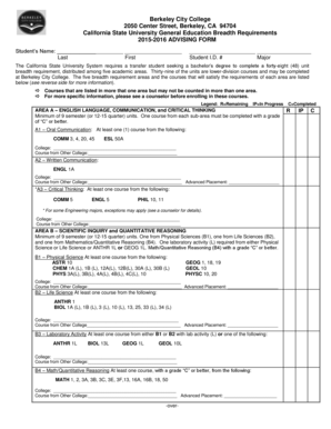 California State University General Education Breadth Requirements Form