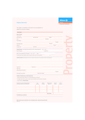 Allianz Property Claim Form