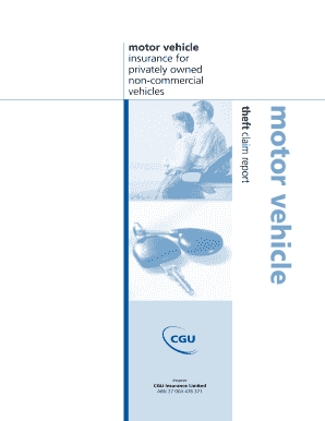 CGU Motor Vehicle Theft Claim Report