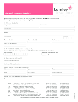 Electronic Equipment Claim Form