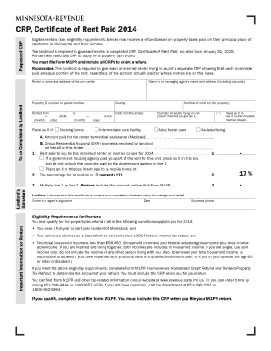 Certificate of Rent Paid 2014