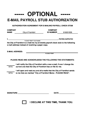 Email Payroll Stub Authorization