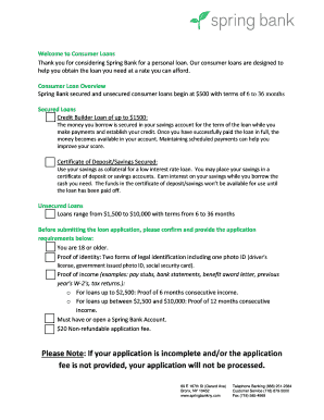 Spring Bank Consumer Loan Application