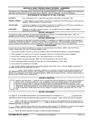 Individual Ready Reserve Bonus Program Agreement