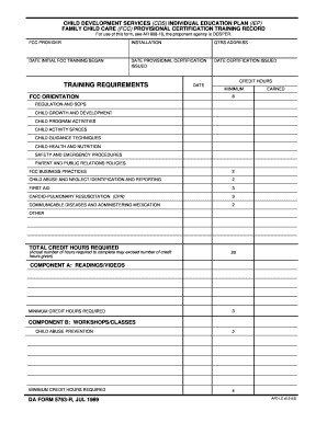 FCC Provisional Certification Training Record