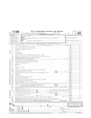 US Corporation Income Tax Return Form 1120