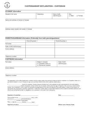 Custodianship Declaration Form