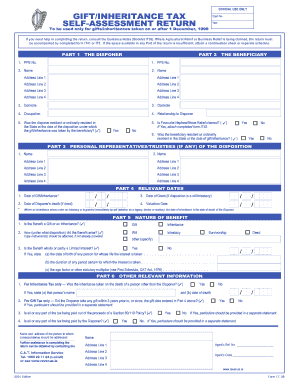 Gift/Inheritance Tax Self-Assessment Return
