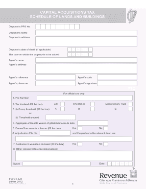 Capital Acquisitions Tax Schedule of Lands and Buildings