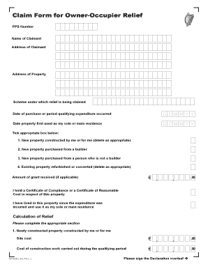 Owner-Occupier Relief Claim Form