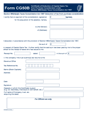 Certificate of Deduction of Capital Gains Tax