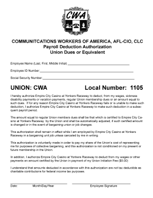 CWA Union Dues Payroll Deduction Authorization