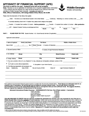 Affidavit of Financial Support for US Student Visa