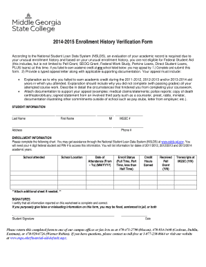 Enrollment History Verification Form