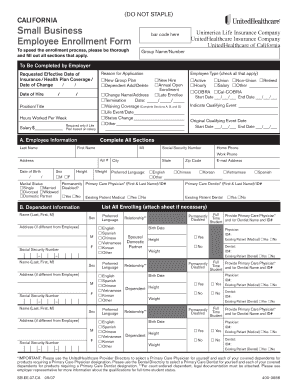 California Small Business Employee Enrollment Form