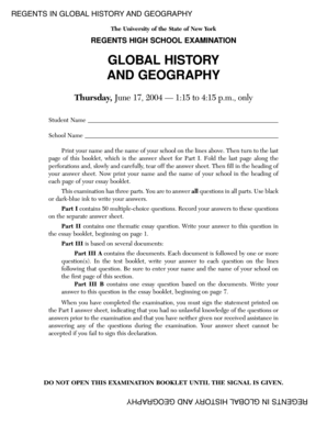 Regents Global History and Geography Exam