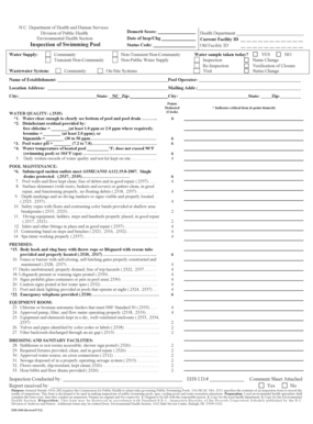 North Carolina Swimming Pool Inspection Form