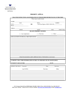 Priority Appeal Form
