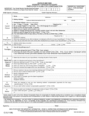 New York Employee's Claim for Workers' Compensation