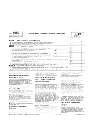 Form 4952 Investment Interest Expense Deduction