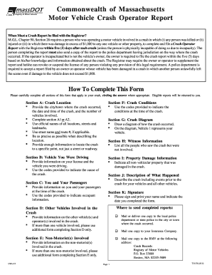 Massachusetts Motor Vehicle Crash Operator Report