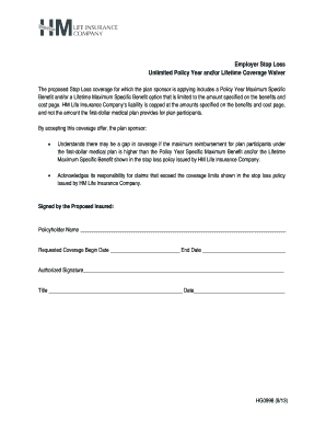 Employer Stop Loss Coverage Waiver