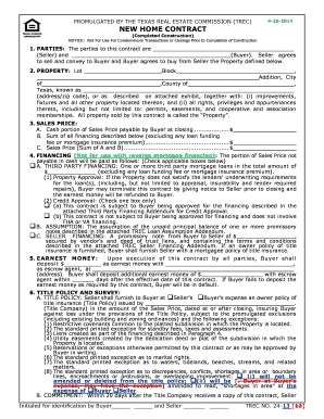 Texas New Home Contract