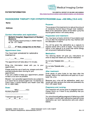 Radioiodine Therapy Patient Information